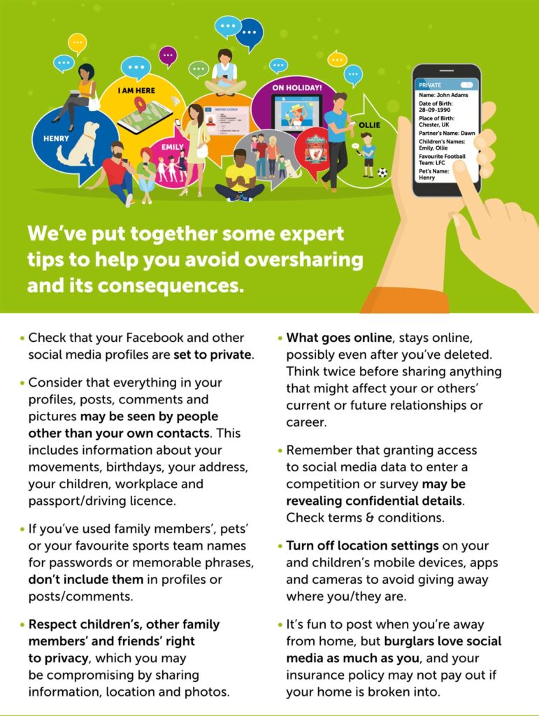 leaflet from getsafeonline.org cautioning against oversharing on social media - page 3